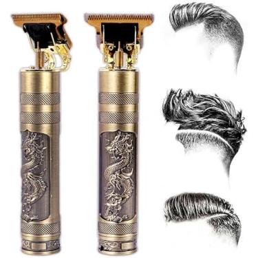 Imagem de Máquina Acabamento Dragão Profissional Sem Fio Cabelo Barba Pezinho Recarregável USB 4 Pentes Kit Premium Aparador Motor 7000RPM Lâmina T Ajustável Design Vintage Barbeiro Depilador Completo