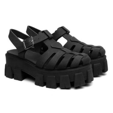 Imagem de Sandália Feminina Salto Tratorado Flatform Conforto Fivela-Feminino