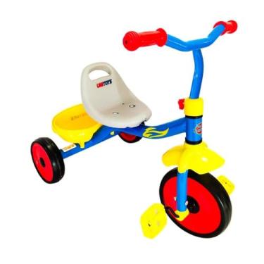 Imagem de Triciclo Infantil Azul com Assento Ajustável para Criança,Brinquedo de Passear, Veículos Pedal Infantis até 30kg