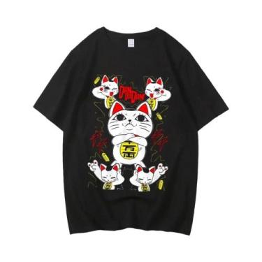 Imagem de Camiseta Vintage Unissex Oversized De Algodão Com Estampa De Anime Jap