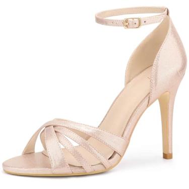 Imagem de Perphy Sandálias femininas de salto agulha com tira no tornozelo, rosa, 38