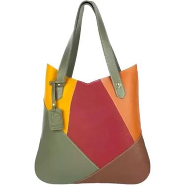 Imagem de Bolsa Feminina de Ombro em Couro Legítimo – Modelo Minimalista, Durável, Leve e Sofisticado com Zíper| Colorida