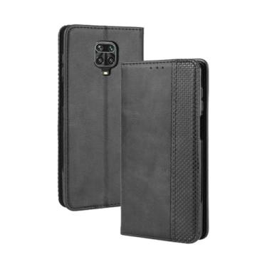 Imagem de Capa flip de couro para XIAOMI RedMi Note 9 Pro,Flip magnético retro,Caso de telefone de couro PU,Design de carteira com 3 slots de cartão e 1 clipe de dinheiro -Black