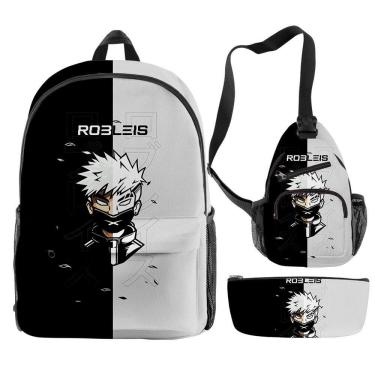 Imagem de Mochila escolar, conjunto de 3 peças Robleis Anime para crianças