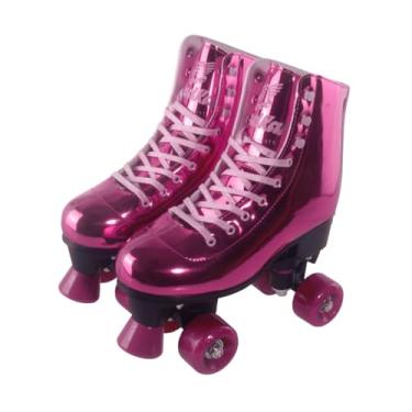 Imagem de Patins Quad Infantil – Estilo, Conforto e Diversão com Rodas PVC e Bota Acolchoada(Shine - Rosa,M (35-38))