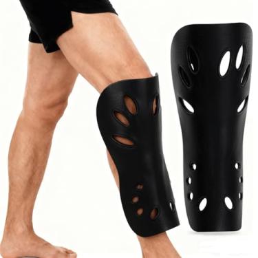 Imagem de Caneleiras de futebol, almofadas protetoras extra longas para adultos, protetores de perna de futebol leves e respiráveis para treinamento e jogos, para jogadores de futebol adultos, canela protetora