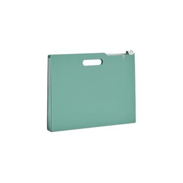 Imagem de Pasta Sanfonada com Aba e Alça, 13 Divisórias, Plástico, 23,5x2x33cm, Azul Pastel, com Etiquetas, 303g