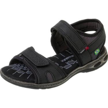 Imagem de Papete Infantil Menino Preta Fechamento Ajustável Conforto Solado Anti