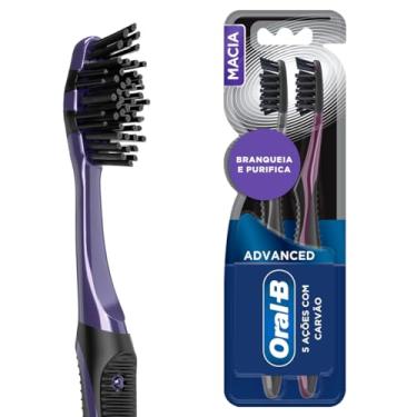 Imagem de Oral-B Escova de Dente 5 Ações, Cerdas Polidoras com Carvão, 2 Unidades, Preto