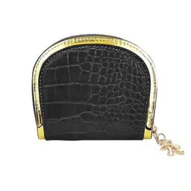 Imagem de Carteira com porta-cartões, 11 compartimentos para porta-cartões de crédito, carteira de couro PU, organizador de cartões com zíper para cartão de moeda, Preto, Tendência