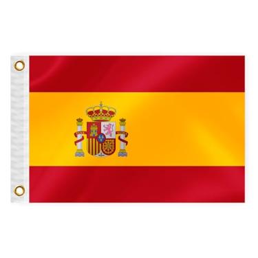 Imagem de Bandeira náutica de barco da Espanha, 30 x 45 cm, bandeira marinha espanhola dupla face, nylon, pequeno iate, vela, pontão, quadriciclo, caminhão, bandeira de motocicleta com 2 ilhós de latão