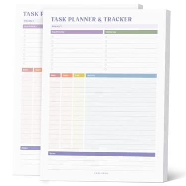 Imagem de Agenda de tarefas e rastreador 21 x 27 cm, bloco de notas para 70 folhas – Organizador de projetos com registro de tempo, prioridade máxima, acompanhamento – bloco de notas para casa e escritório