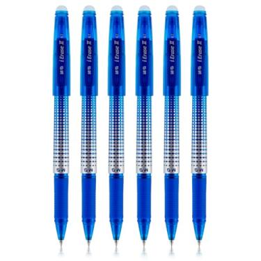 Imagem de M&G Canetas apagáveis, 6 peças de canetas de gel apagáveis de tinta azul, tampa