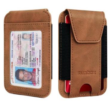 Imagem de Carteira RUNBOX, bolso frontal fino em couro com bloqueio de RFID