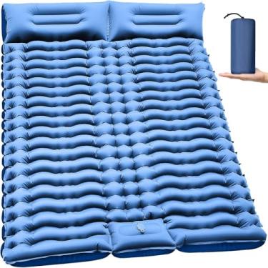Imagem de FUN PAC Almofada de dormir para acampamento, tapete de acampamento ultraleve com travesseiro, bomba de pé embutida, almofadas de dormir infláveis compactas para acampamento, mochila, caminhada