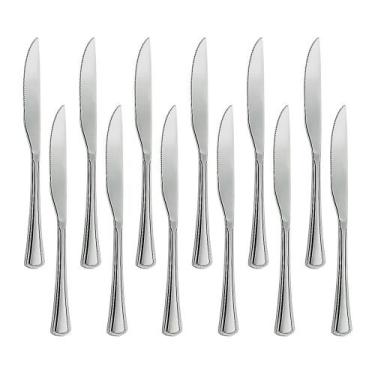 Imagem de Jogo 12 Facas de Mesa Aço Inox Cor Prata Linha Silver Em Casa Tem - Em