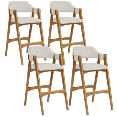 Imagem de Kit 04 Banquetas Altas Para Cozinha Sala de Jantar Bar Suran L02 Bouclê Cru - Lyam Decor