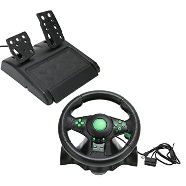 Imagem de KIMISS Volante de Jogo para PC Racing Wheel 180 ° Com Pedal para Simuladores de Corrida - Tecnologia Hot Plug, Design Ergonômico, Feedback de Vibração para Experiência de Direção Aprimorada