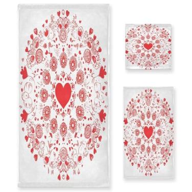 Imagem de Wassud Conjunto de 3 toalhas de banho mandala redondas para o dia dos namorados, toalhas super macias e absorventes para banheiro, toalhas de banho de secagem rápida, toalha de banho para academia