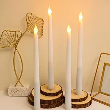 Imagem de Ejoyous 4 Peças de Velas LED, 11 Polegadas Sem Fumaça, Sem Chama, Seguras, Ecologicamente Corretas, Luz Quente, Elétrica, Vela Cônica LED, para Festas, Casamentos, Igrejas, Decoração de (Branca)