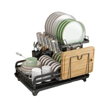 Imagem de Escorredor de Louças 2 Andares Aço inox Organizador de Cozinha com Porta Talher e Bandeja de Escoamento