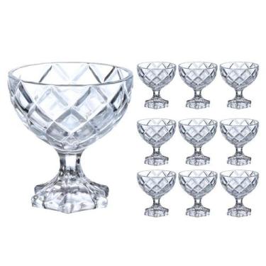 Imagem de Kit 10 Taças Sobremesas De Vidro Sorvete Pineapple Diamond Diamante 17