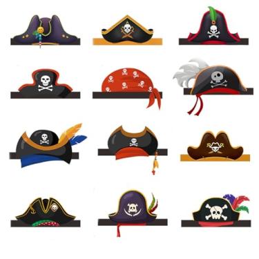 Imagem de Fantasia de chapéu de pirata de papel de Halloween com 36 peças