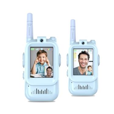 Imagem de Video Walkie Talkies for Kids, Handheld 2 Pack Rechargeable Kids Video walkie talkies,Long Range Ideal for Family Games, Outside, Camping, Hiking (Blue)