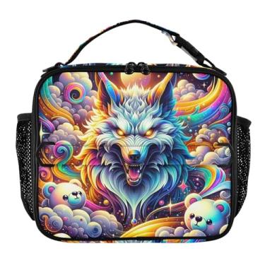 Imagem de Joisal Lancheira colorida e divertida de leão galáxia para mulheres, meninas, lancheira masculina e infantil, lancheira para trabalho, bolsa térmica para alimentos portátil para escola