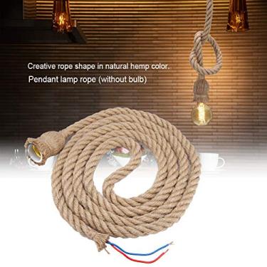 Imagem de Cosiki Suporte de Lâmpada Pendente de Corda de Cânhamo Industrial Vintage para Decoração de Salão, Base de Lâmpada E27 para Sala de Estar, Luminária de Corda de Cânhamo de 9,8 Pés para Festa Temática