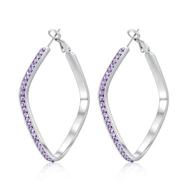 Imagem de CiNily Brincos geométricos de argola grande para mulheres adolescentes hipoalergênicos de aço inoxidável brincos quadrados de zircão cúbico multicolorido, argola média, joias banhadas em ouro, prata