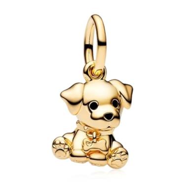 Imagem de Amuefer S925 Pingente de cachorro banhado a ouro 14K, animal de estimação, presente de joias, aniversário, Natal, Dia das Mães, Dia dos Namorados, casal amigo da família, pulseiras e colares pingente