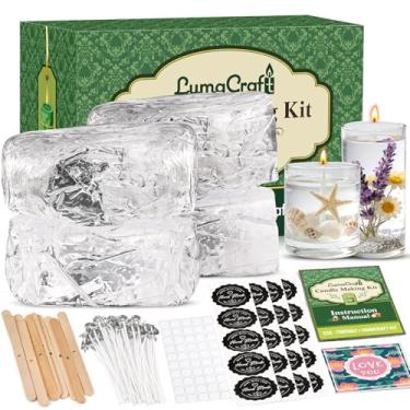 Imagem de LumaCraft Cera de gel transparente para fabricação de velas, 20 peças de pavios de vela e 50 adesivos de cera para fabricação de velas, suprimentos de velas perfumadas artesanais (transparente-2 kg)