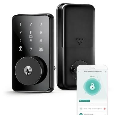 Imagem de IBLOG Trava inteligente 4 em 1 sem chave – teclado de 6 dígitos, Bluetooth e controle de aplicativos, trava automática, fácil instalação para porta da frente