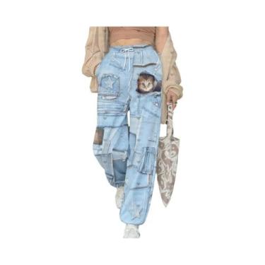 Imagem de Calças Jogger Femininas De Inverno Com Estampa De Gato Fofa, Estilo Re