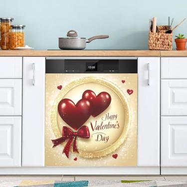 Imagem de ATTX Capa magnética para lava-louças Dia dos Namorados | Adesivo decorativo de eletrodomésticos de 58 x 66 cm para armários domésticos e eletrodomésticos #78