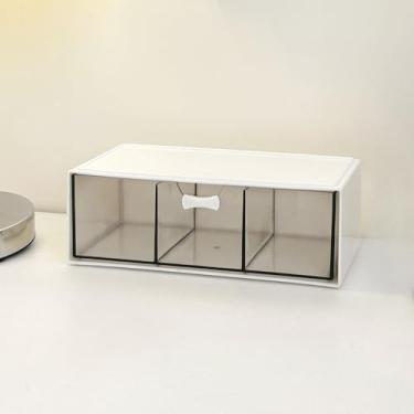 Imagem de Caixa de armazenamento de plástico com 3 gavetas para maquiagem, cosméticos, esmalte, batom, pincéis de maquiagem, joias, cuidados com a pele, organização de banheiro