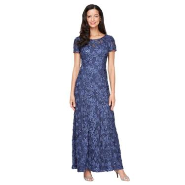 Imagem de Alex Evenings Vestido feminino longo roseta mãe da noiva com mangas curtas, Violeta, 42