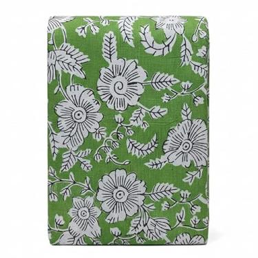 Imagem de Tecido de algodão autêntico indiano impresso à mão - 100% algodão orgânico puro para costura e decoração de casa - 111,8 cm de largura - 10 jardas - amarelo-(BPF-251-10)