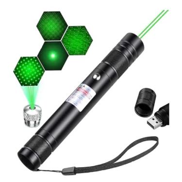 Imagem de Caneta Laser Verde Ultra Forte Super Alcance a Prova D'água Recarregável Linha Verde Foco Ajustável Estrela e Linha