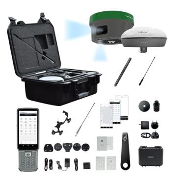 Imagem de Sistema de pesquisa SMA60AR Visual RTK CNSS e estação base SMA20 Pro | Câmera dupla para realidade aumentada e medição de imagem, tela OLED, inclinação de 60°, IP68, 4G UHF WiFi Bluetooth, distância