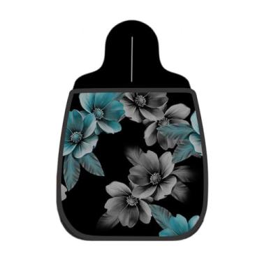 Imagem de Lixeira De Carro Organizador Lixinhocar Flores Azuis Tons De Cinza