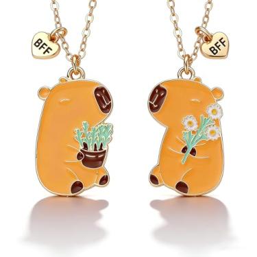 Imagem de Roe Dolph Colar Capybara BFF para 2 melhores amigos, fofos, engraçados, presentes delicados e simples para amigas, irmãs, filhas, aniversário, ano novo, joias presentes, Large, Zinco, Sem Pedra