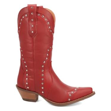 Imagem de Dingo Bota feminina Sweet Treat Studded Snip Toe Western, Vermelho, 37