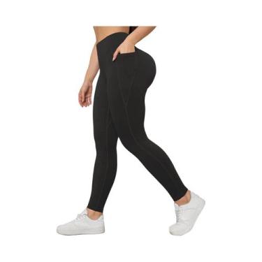 Imagem de Calças De Yoga Femininas Com Controle De Barriga E Bolsos, Leggings De