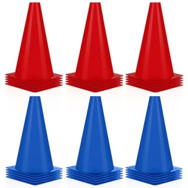 Imagem de Hoteam 30 peças de cones de trânsito de plástico esportivo agilidade treinamento de segurança equipamentos de treino de futebol para exercícios de basquete, atividades ao ar livre e eventos (vermelho