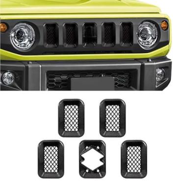 Imagem de Kit de carroceria de grade decorativa para para-choques de carro Grade de para-choque frontal compatível com Jimny JB64 JB74 2019+ parte externa (aparência de carbono)