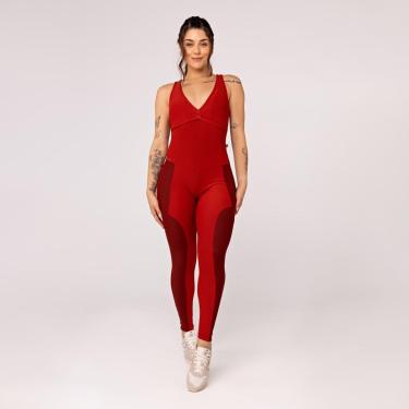 Imagem de Macacão Fitness Feminino Longo Canelado Zero Transparência Bojo-Feminino