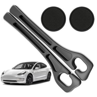 Imagem de POSPICE Organizador de enchimento de lacunas de assento de carro compatível com Tesla Model y Accessories Bloqueador de plugue de lacuna de assento com slot de armazenamento antiderrapante porta-copos