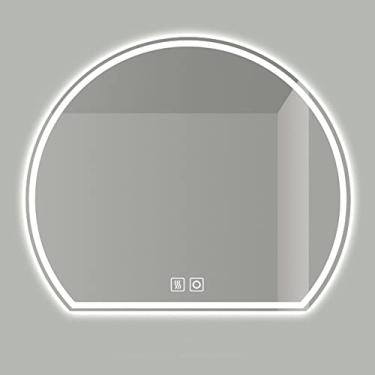 Imagem de Espelho de banheiro com luzes 27 X 30 polegadas espelho retroiluminado de LED espelho montado na parede espelho de vaidade antiembaçamento regulável com interruptor de toque e 3 configurações de luz